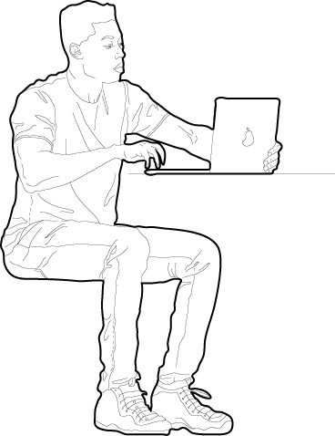 Man working on a laptop drawing