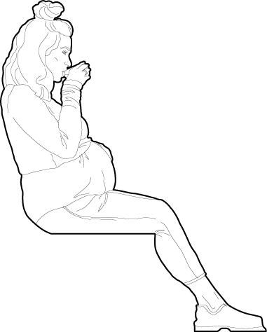 Pregnant woman sitting drawing