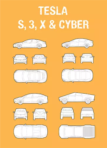 Tesla model S, 3 and X car cad blocks Tesla model S, 3 and X car cad blocks